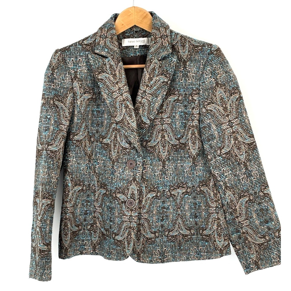 Harve Benard Petite Size 8P‎ Blazer Jacket Wool Blend Lined Metallic Thread